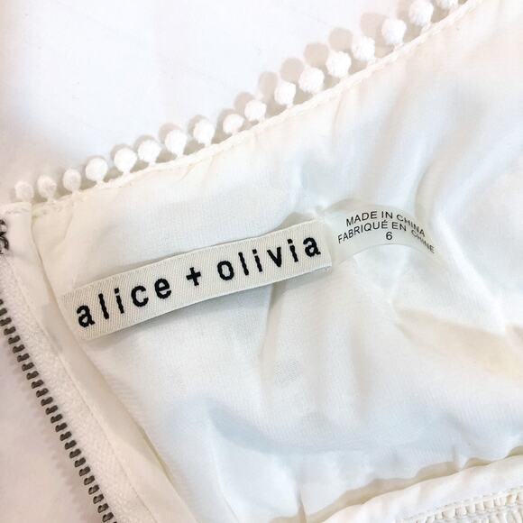 Alice and Olivia Crawford White Eyelet Mini Ruffle Dress - Picture 6 of 12